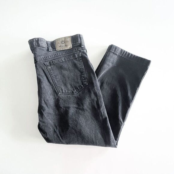 Wrangler Mens Denim Dark Wash Straight Jeans Black 40x29 - Picture 1 of 10